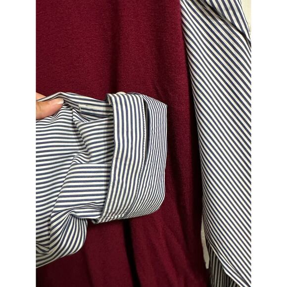 DEREK LAM 10 CROSBY Corinne Mix Media Turtleneck Sweater burgundy XXXL NEW $395 - Picture 7 of 8